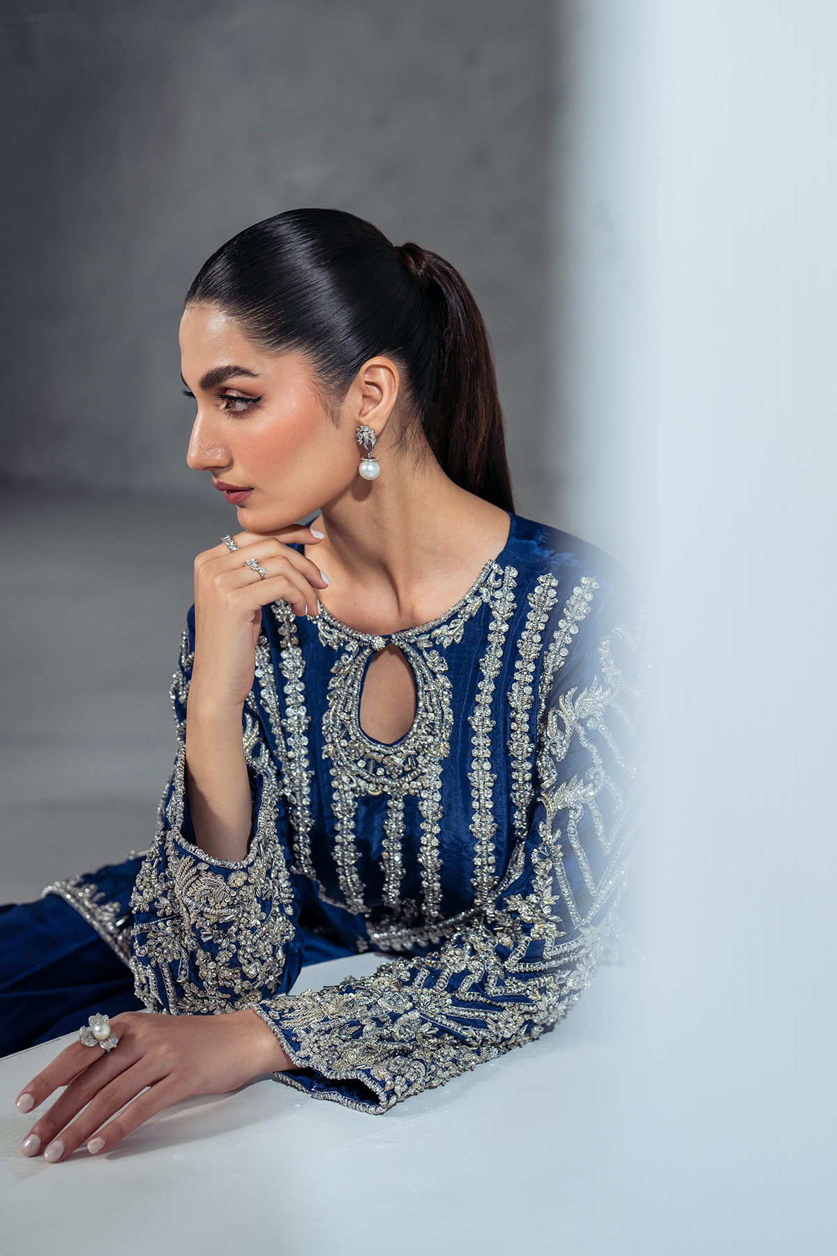 Yasha Nadir Arya Style — Mairaz Blue Three-Piece Suit