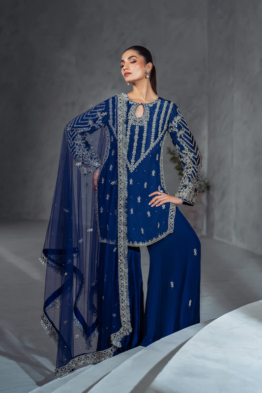 Yasha Nadir Arya Style — Mairaz Blue Three-Piece Suit