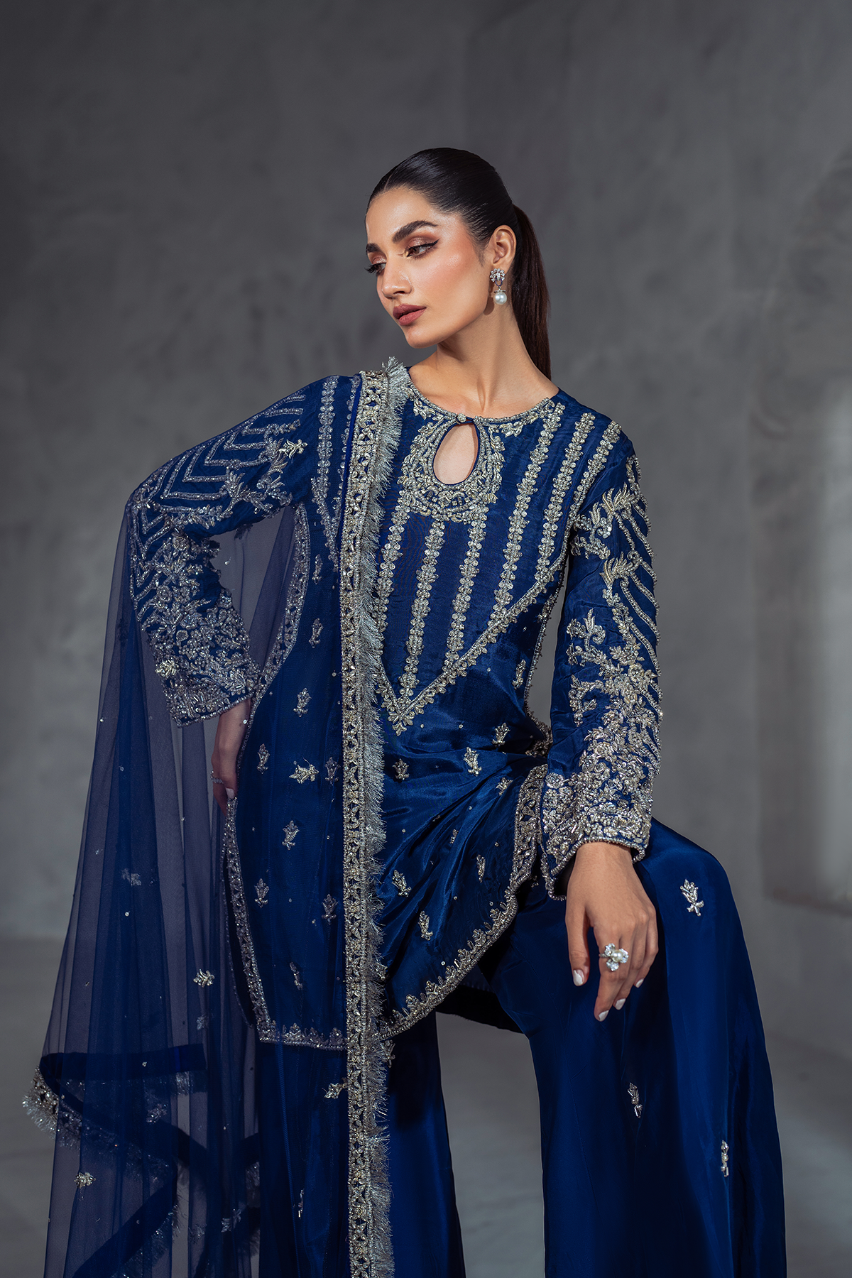 Yasha Nadir Arya Style — Mairaz Blue Three-Piece Suit