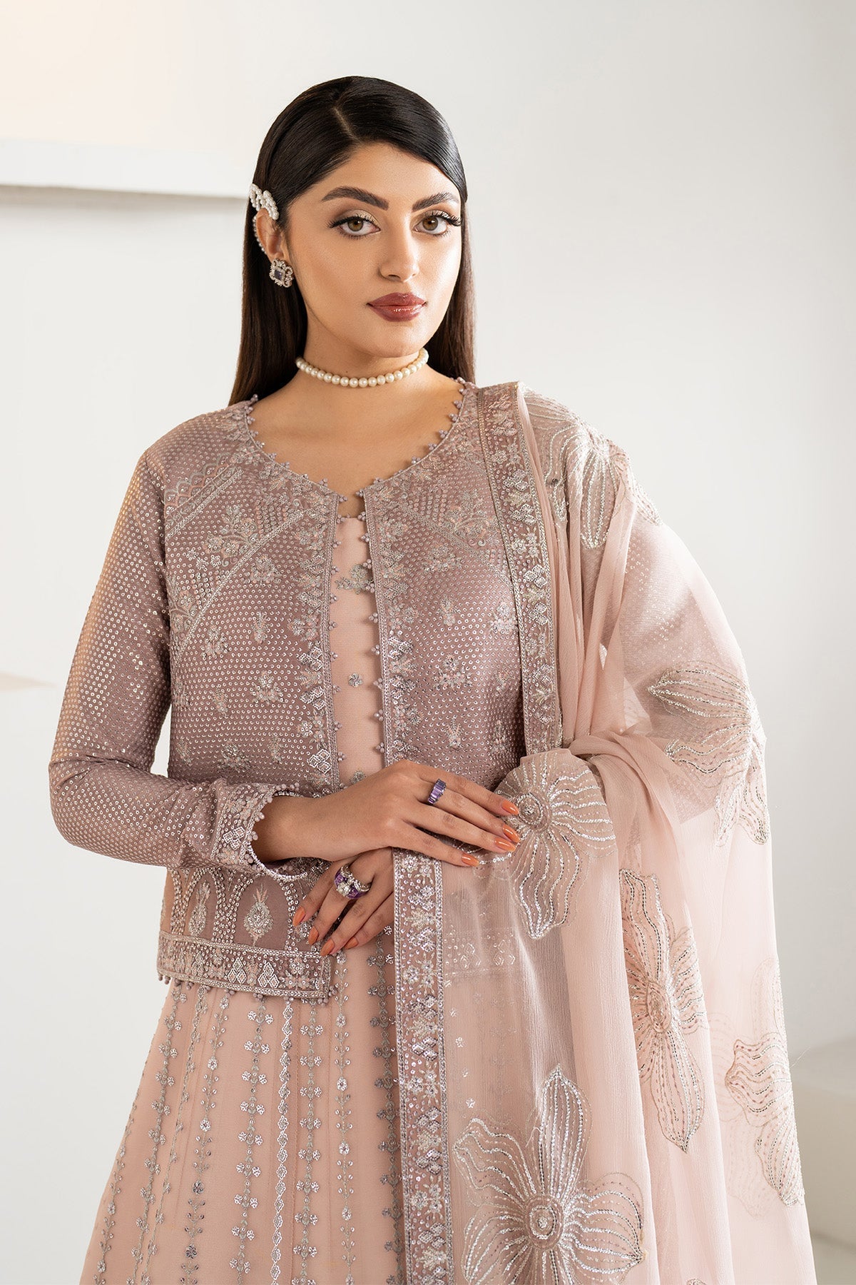 Alizeh AF-CH-2187-Nisa Style — Mairaz Pink & Silver Wedding Maxi