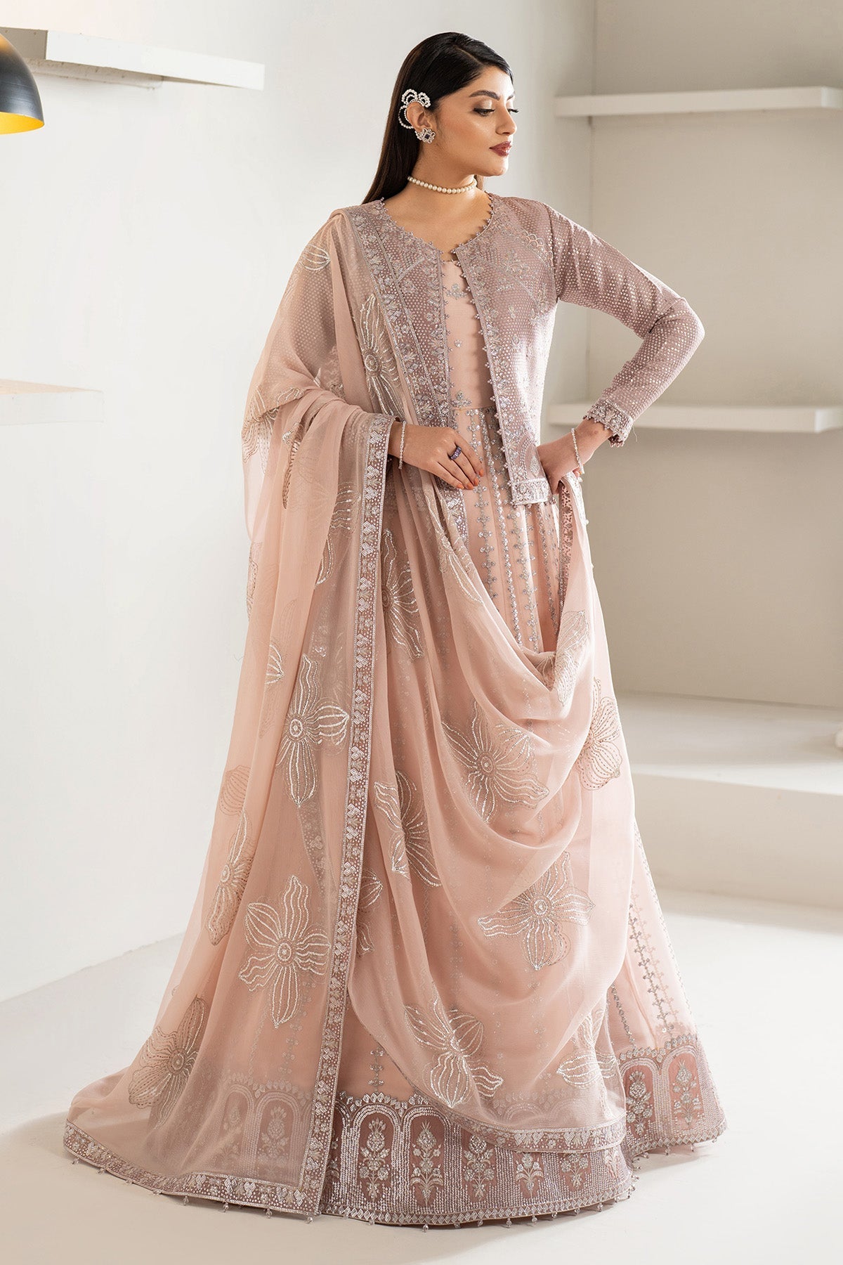 Alizeh AF-CH-2187-Nisa Style — Mairaz Pink & Silver Wedding Maxi