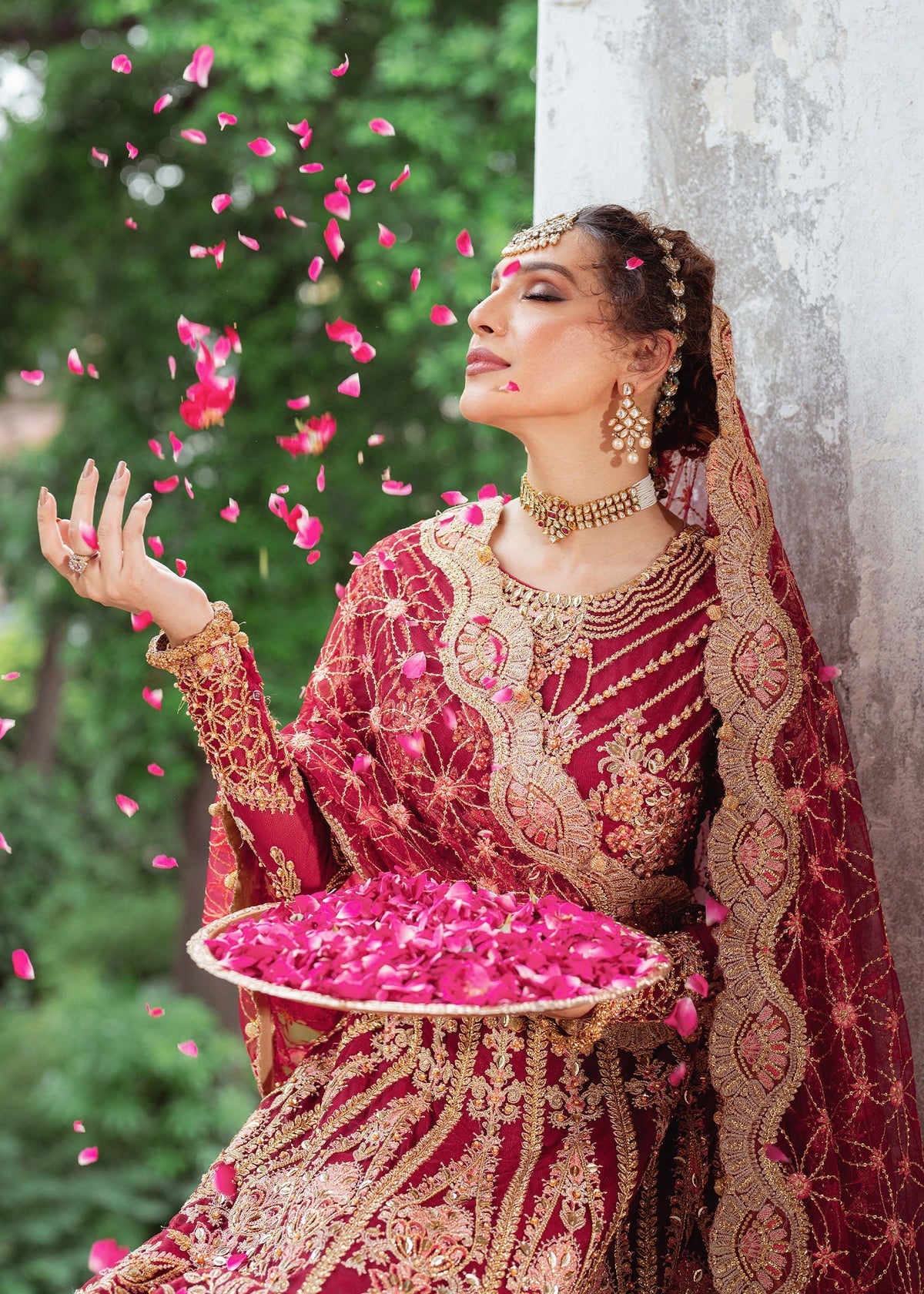 Rija maroon lehenga choli, reference outfit photograph 3 — Made by Mairaz reproduction