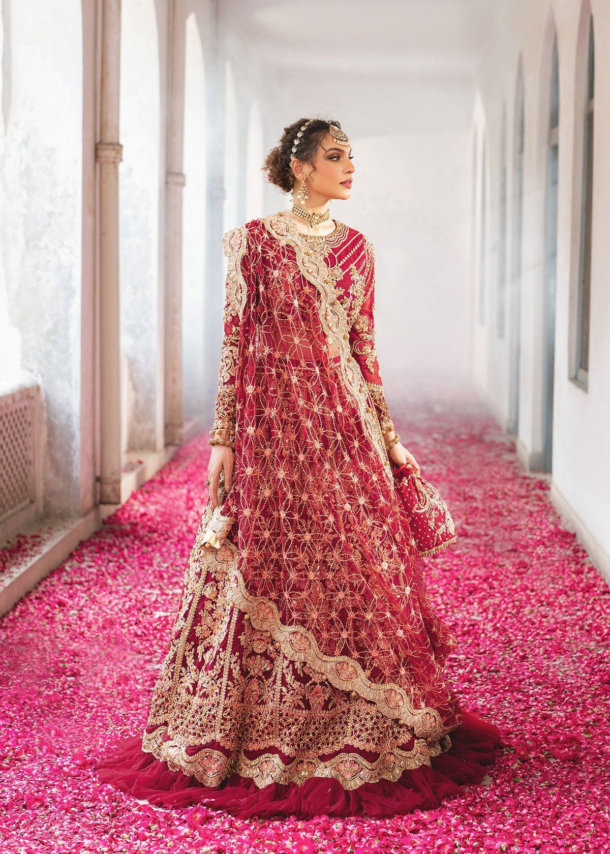 Rija maroon lehenga choli, reference outfit photograph 6 — Made by Mairaz reproduction