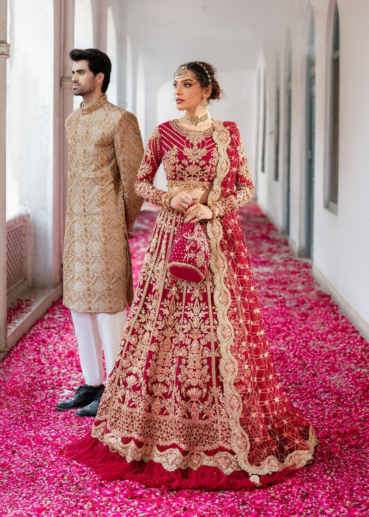Rija maroon lehenga choli, reference outfit photograph 7 — Made by Mairaz reproduction
