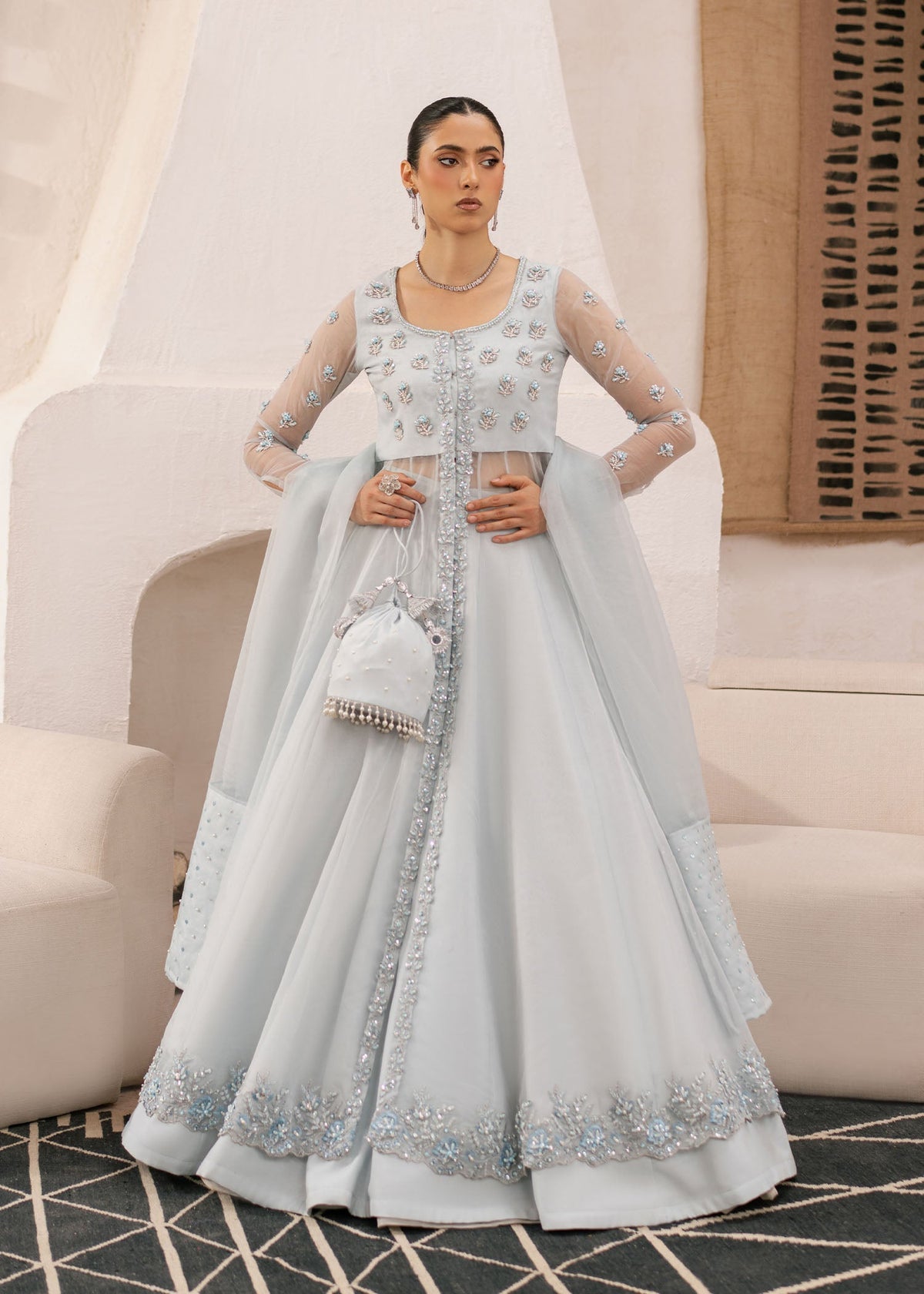 Mayal ice blue pishwas, reference outfit photograph 1 — Made by Mairaz reproduction