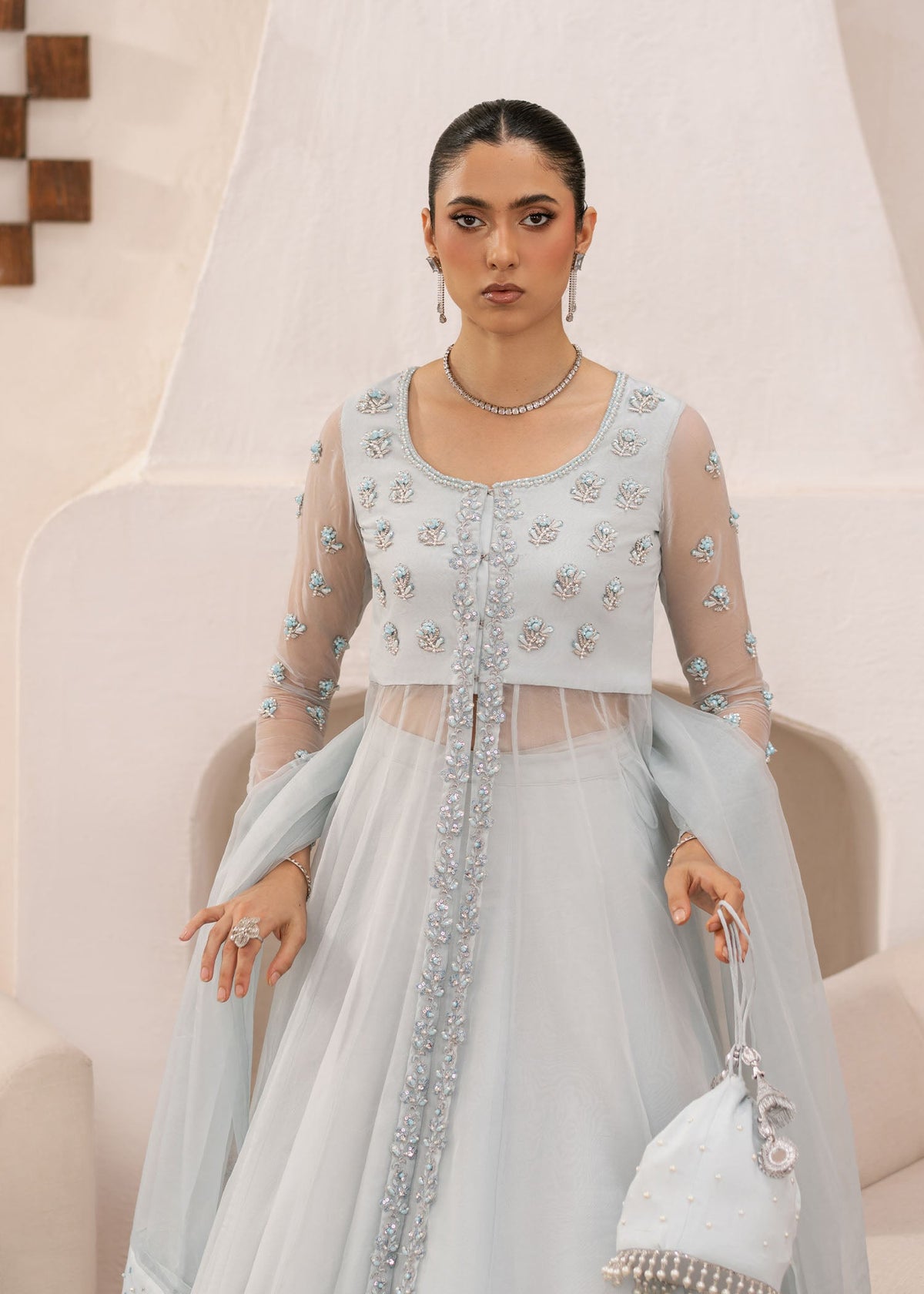 Mayal ice blue pishwas, reference outfit photograph 2 — Made by Mairaz reproduction