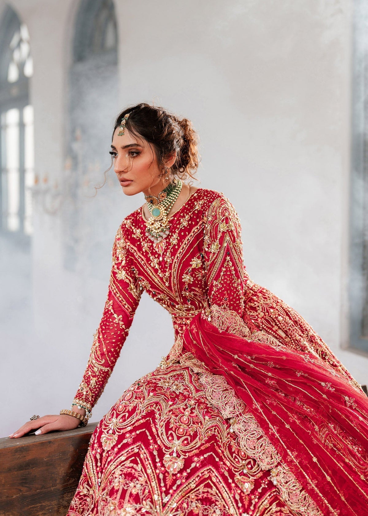 Zarish red maxi, reference outfit photograph 2 — Made by Mairaz reproduction