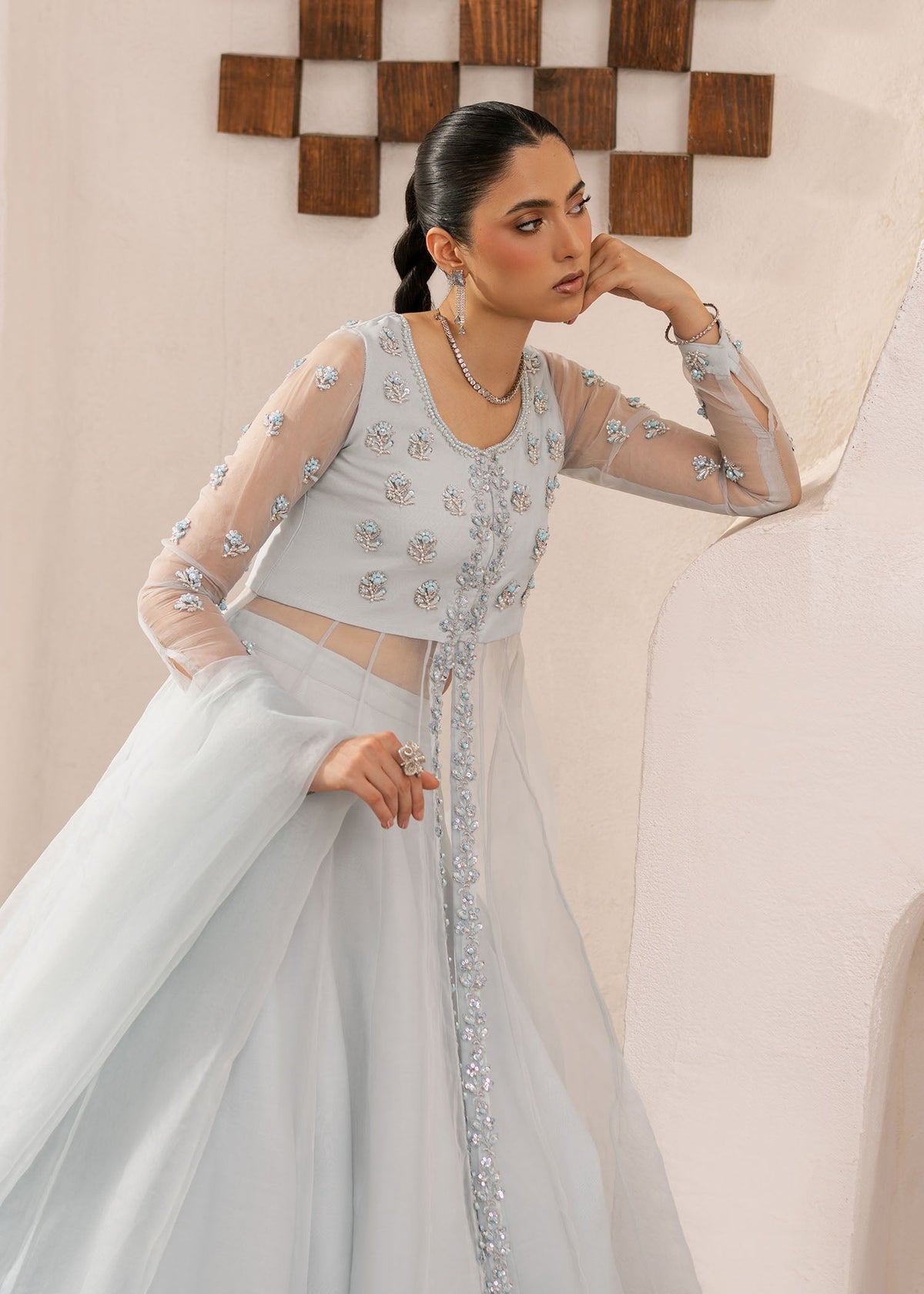 Mayal ice blue pishwas, reference outfit photograph 4 — Made by Mairaz reproduction
