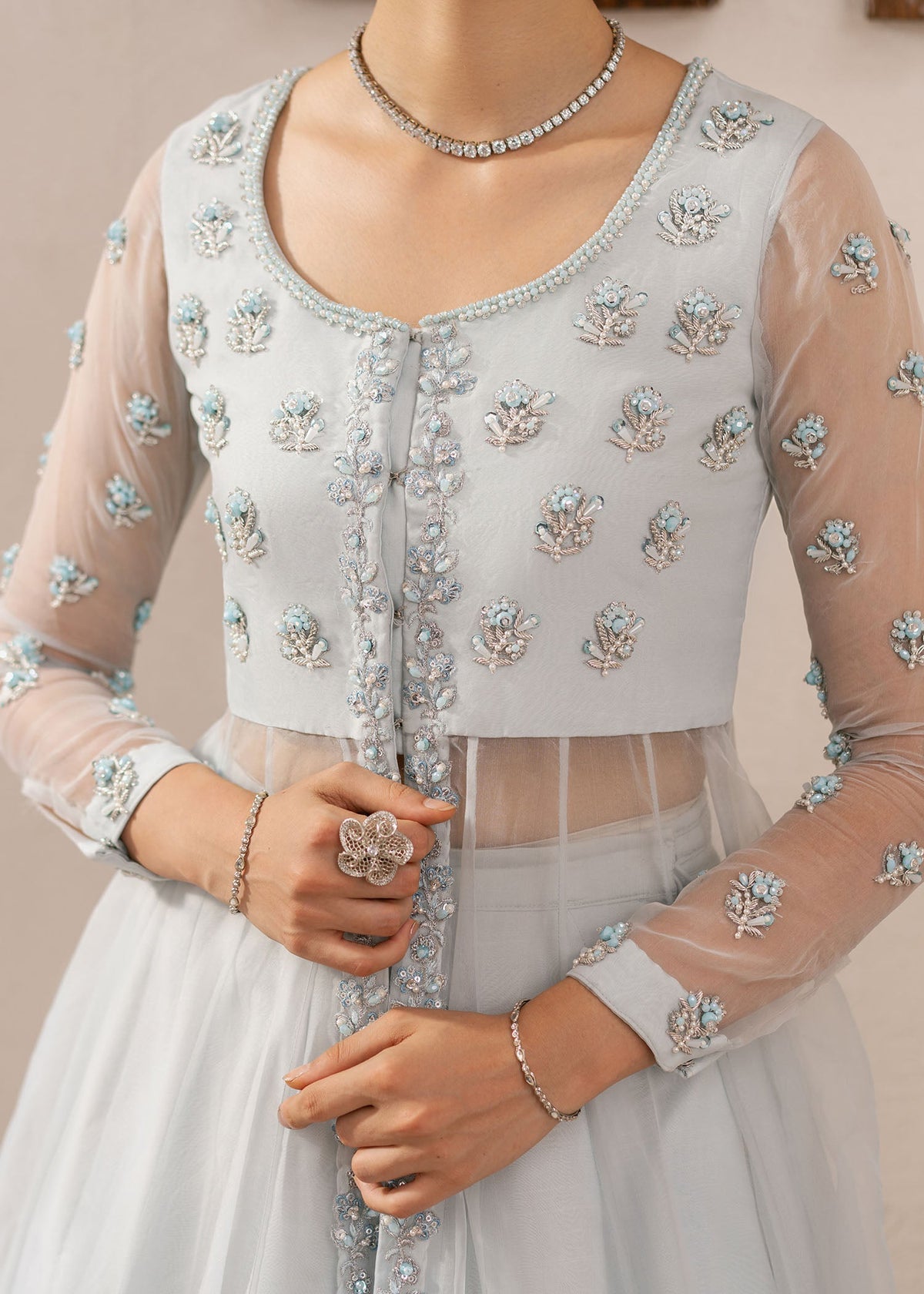 Mayal ice blue pishwas, reference outfit photograph 3 — Made by Mairaz reproduction