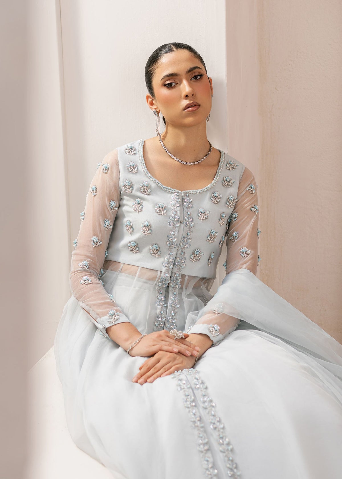 Mayal ice blue pishwas, reference outfit photograph 6 — Made by Mairaz reproduction