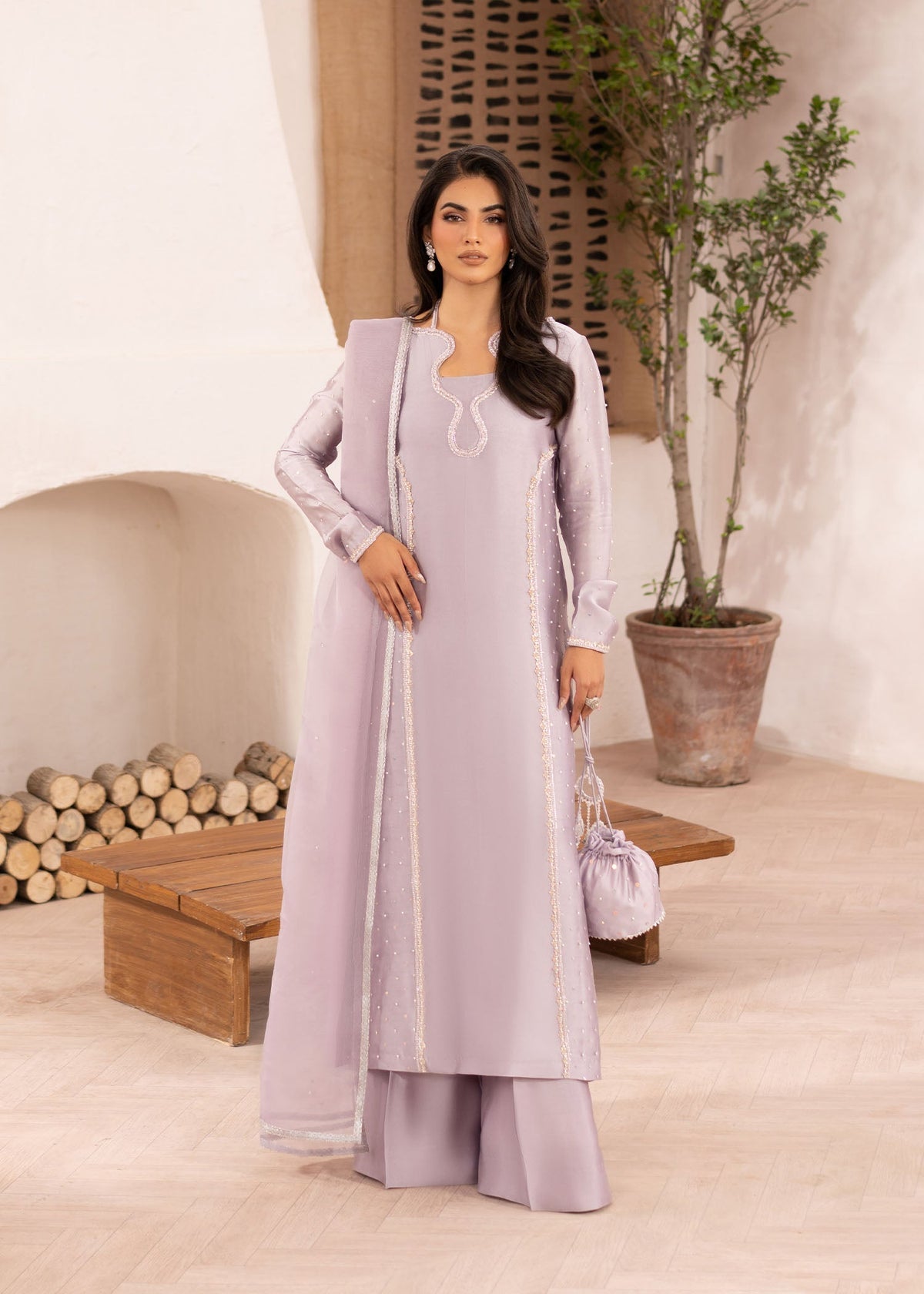 Aster lavender shirt suit, reference outfit photograph 1 — Made by Mairaz reproduction