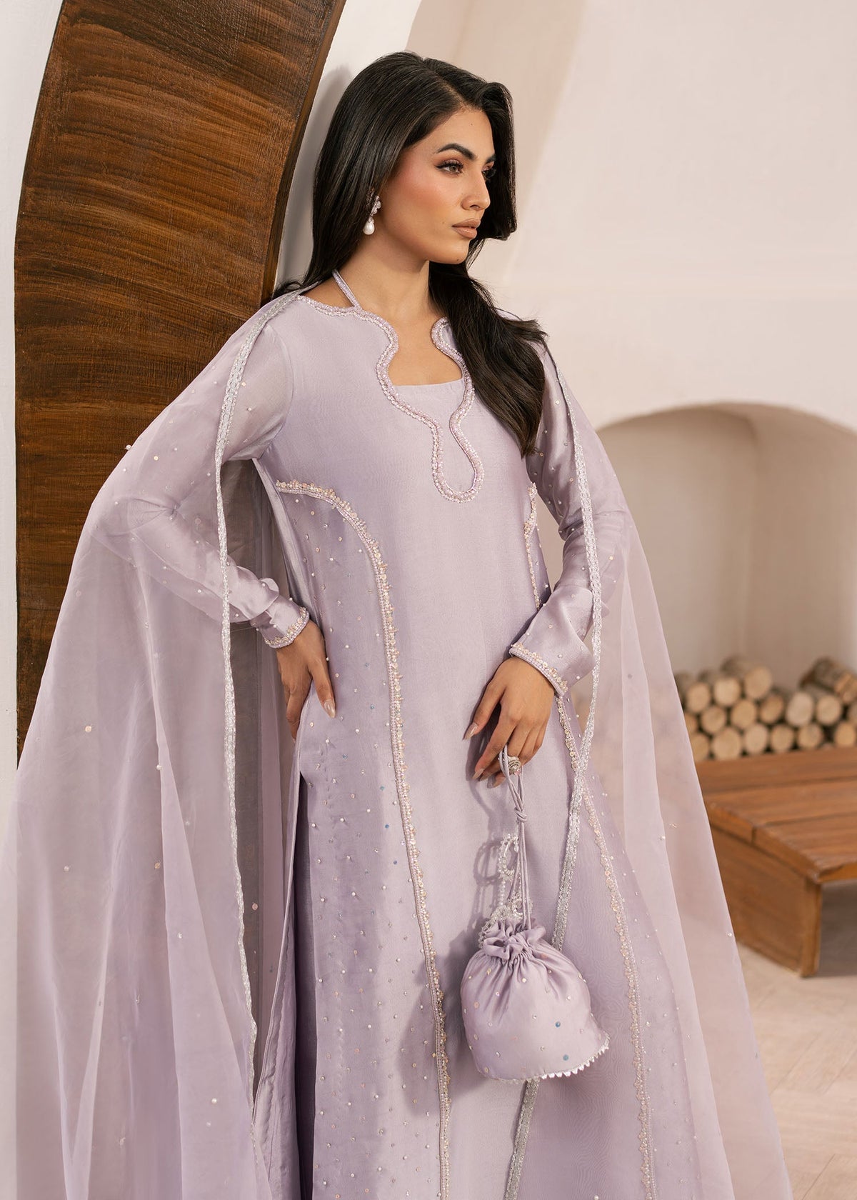 Aster lavender shirt suit, reference outfit photograph 4 — Made by Mairaz reproduction