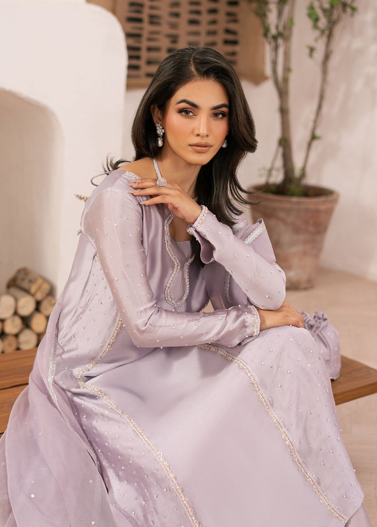 Aster lavender shirt suit, reference outfit photograph 8 — Made by Mairaz reproduction
