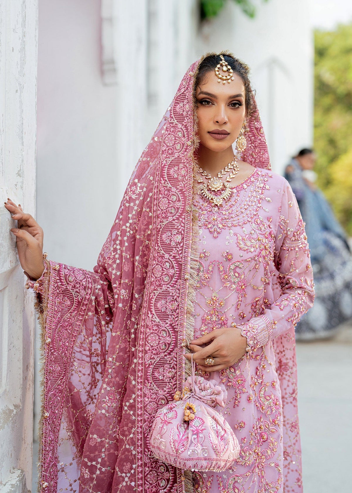 Gulnar pink gharara suit, reference outfit photograph 3 — Made by Mairaz reproduction