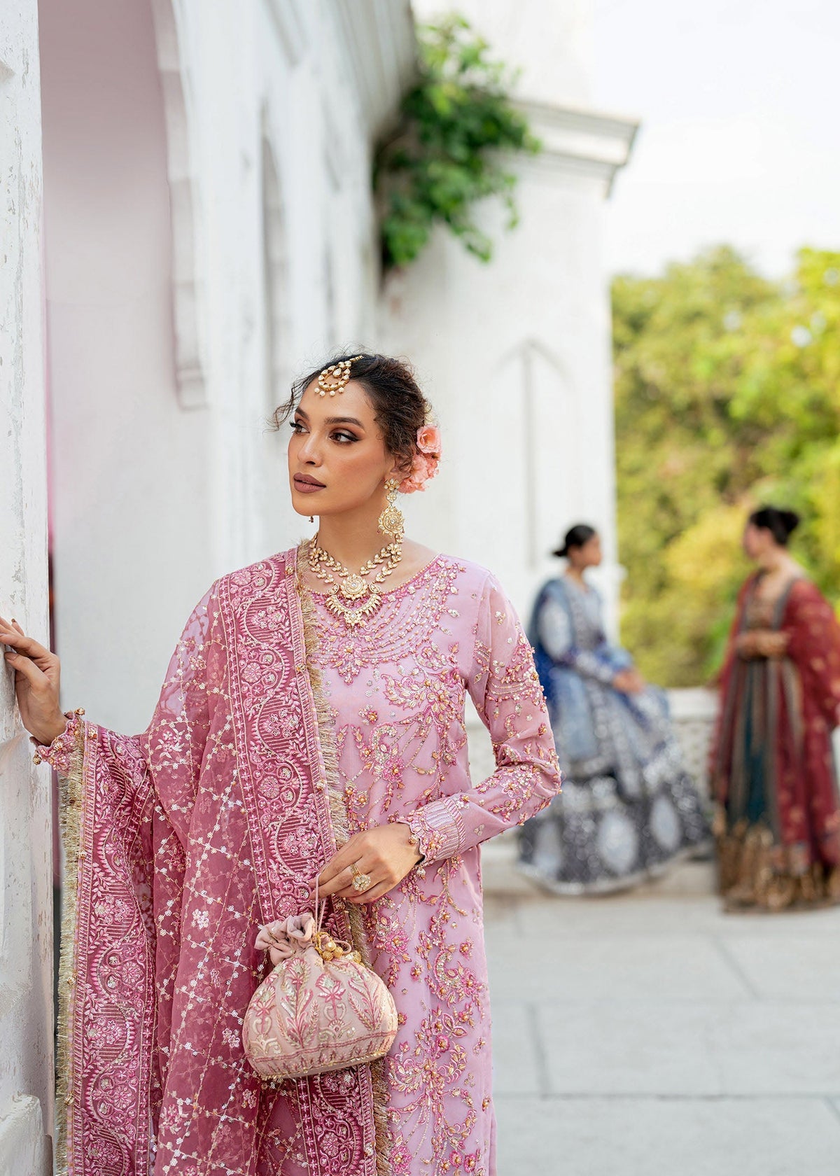 Gulnar pink gharara suit, reference outfit photograph 4 — Made by Mairaz reproduction
