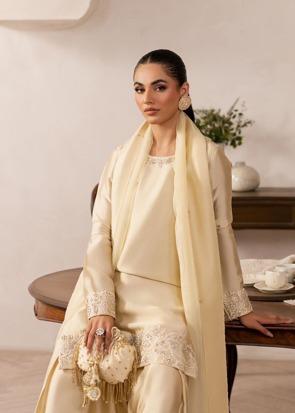 Eluna pale yellow shirt suit, reference outfit photograph 3 — Made by Mairaz reproduction