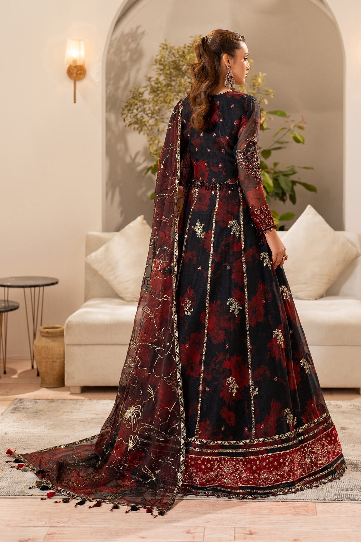 Alizeh AF-CH-2191-Talia Style — Mairaz Black & Red Lehenga