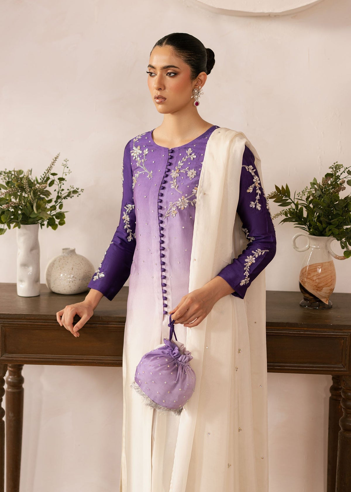 Purple Ombre ombre shirt suit, reference outfit photograph 2 — Made by Mairaz reproduction