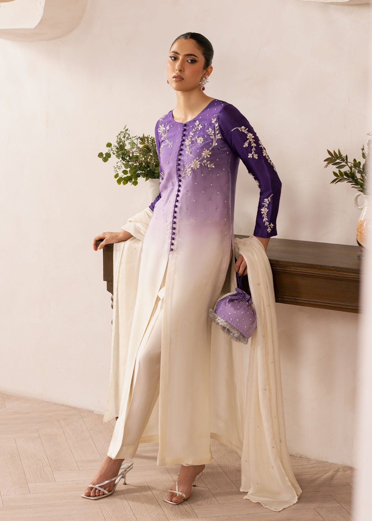 Purple Ombre ombre shirt suit, reference outfit photograph 3 — Made by Mairaz reproduction