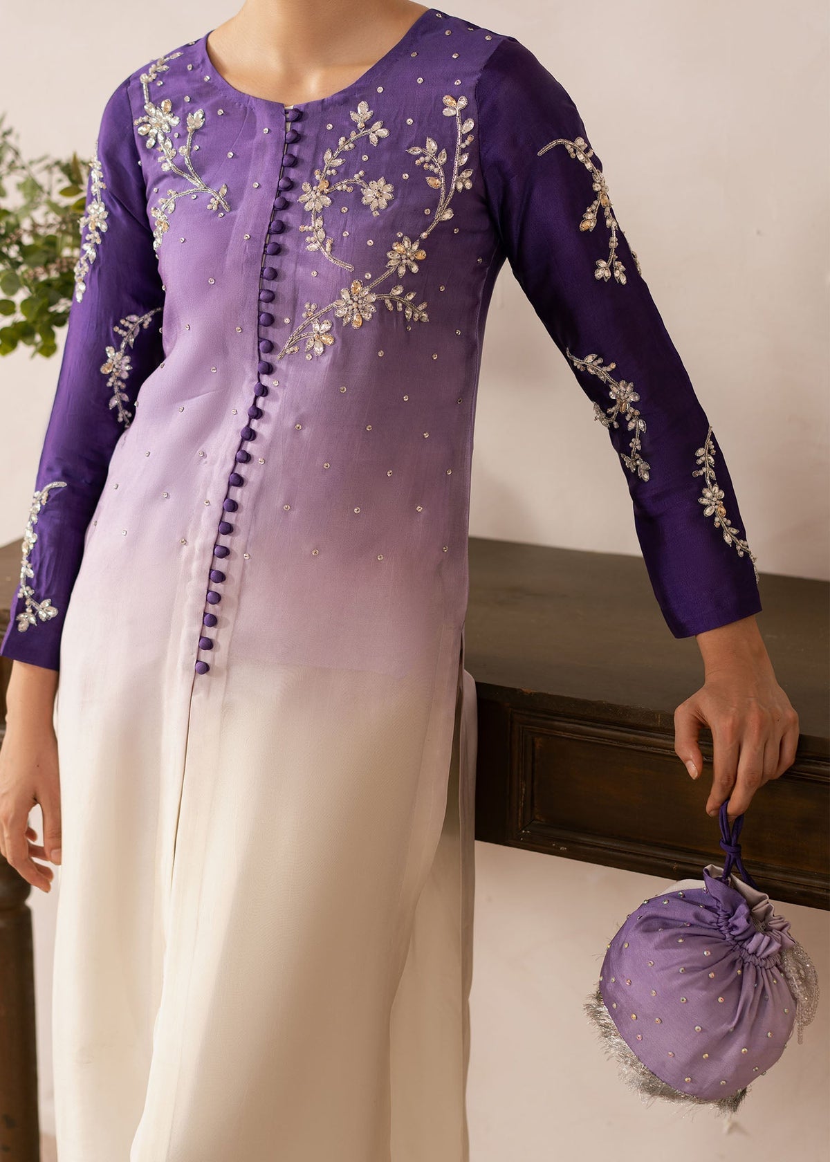 Purple Ombre ombre shirt suit, reference outfit photograph 4 — Made by Mairaz reproduction