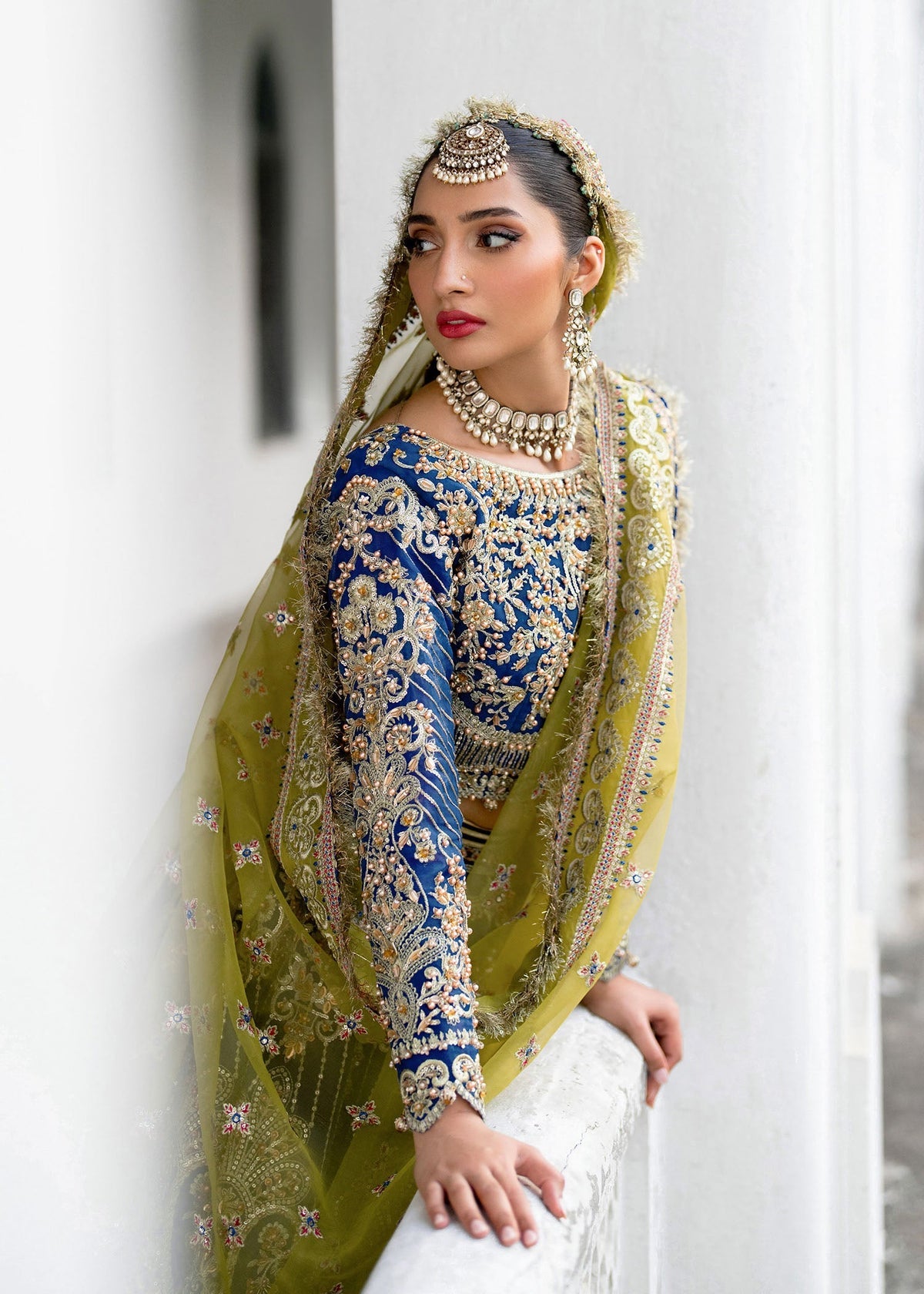 Zaira blue lehenga choli, reference outfit photograph 2 — Made by Mairaz reproduction
