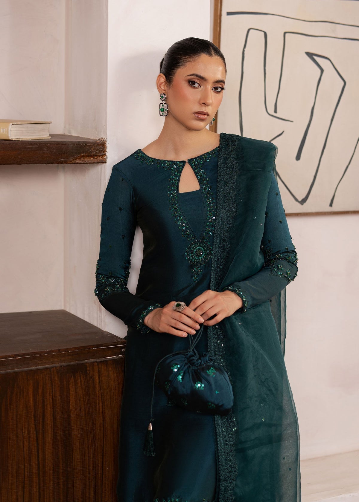 Raya bottle green sharara suit, reference outfit photograph 2 — Made by Mairaz reproduction