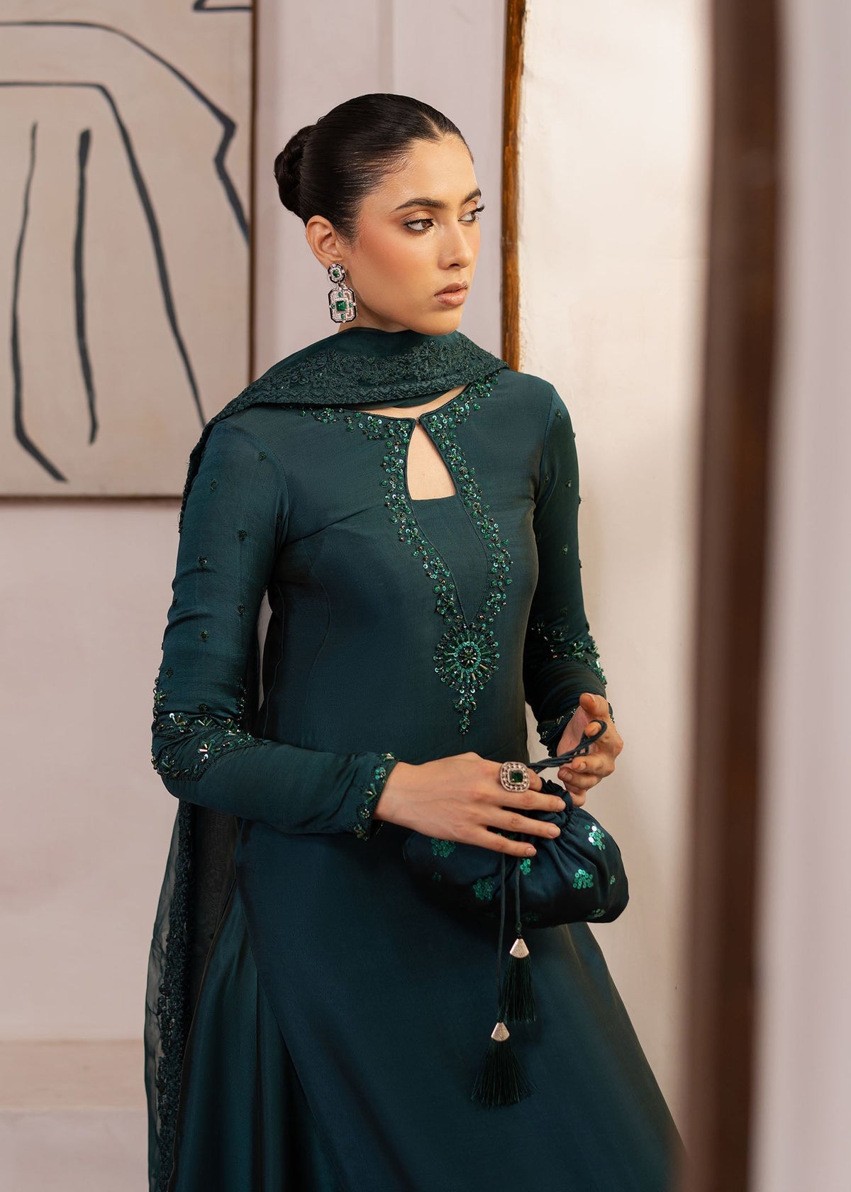 Raya bottle green sharara suit, reference outfit photograph 3 — Made by Mairaz reproduction