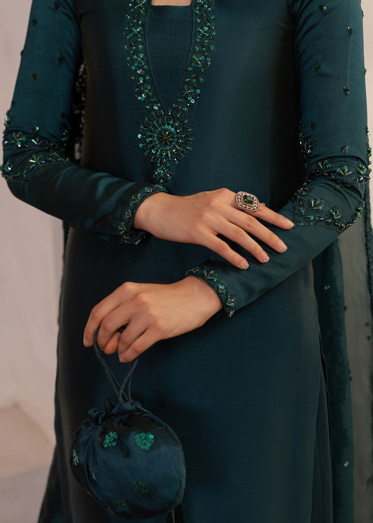 Raya bottle green sharara suit, reference outfit photograph 4 — Made by Mairaz reproduction