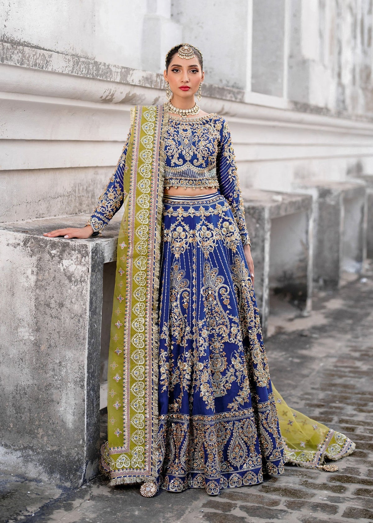 Zaira blue lehenga choli, reference outfit photograph 1 — Made by Mairaz reproduction