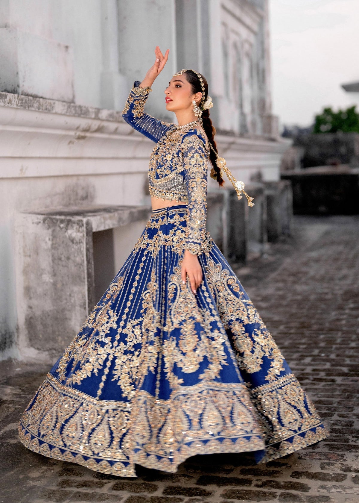 Zaira blue lehenga choli, reference outfit photograph 10 — Made by Mairaz reproduction