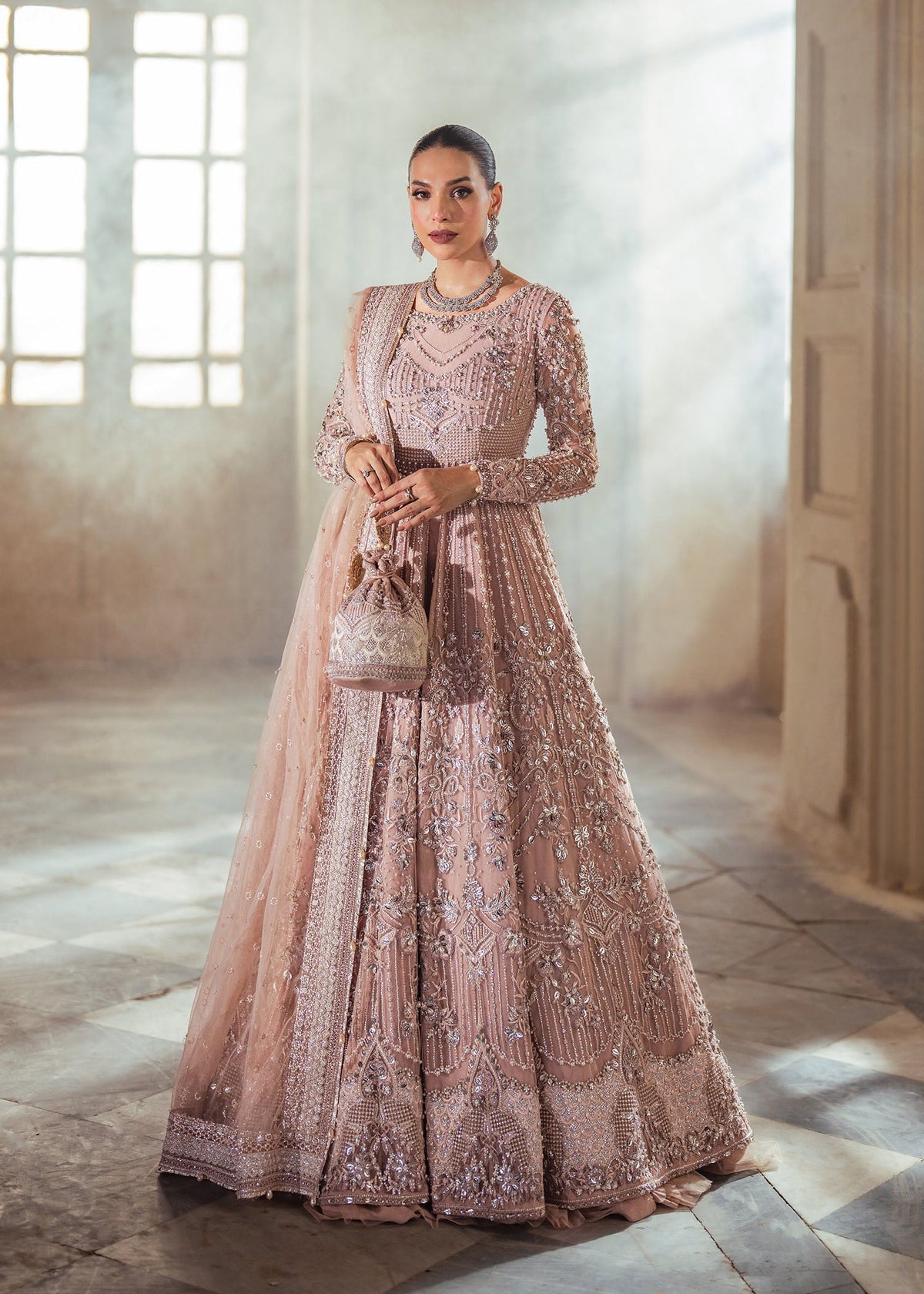 Mahpara coral pink maxi, reference outfit photograph 2 — Made by Mairaz reproduction