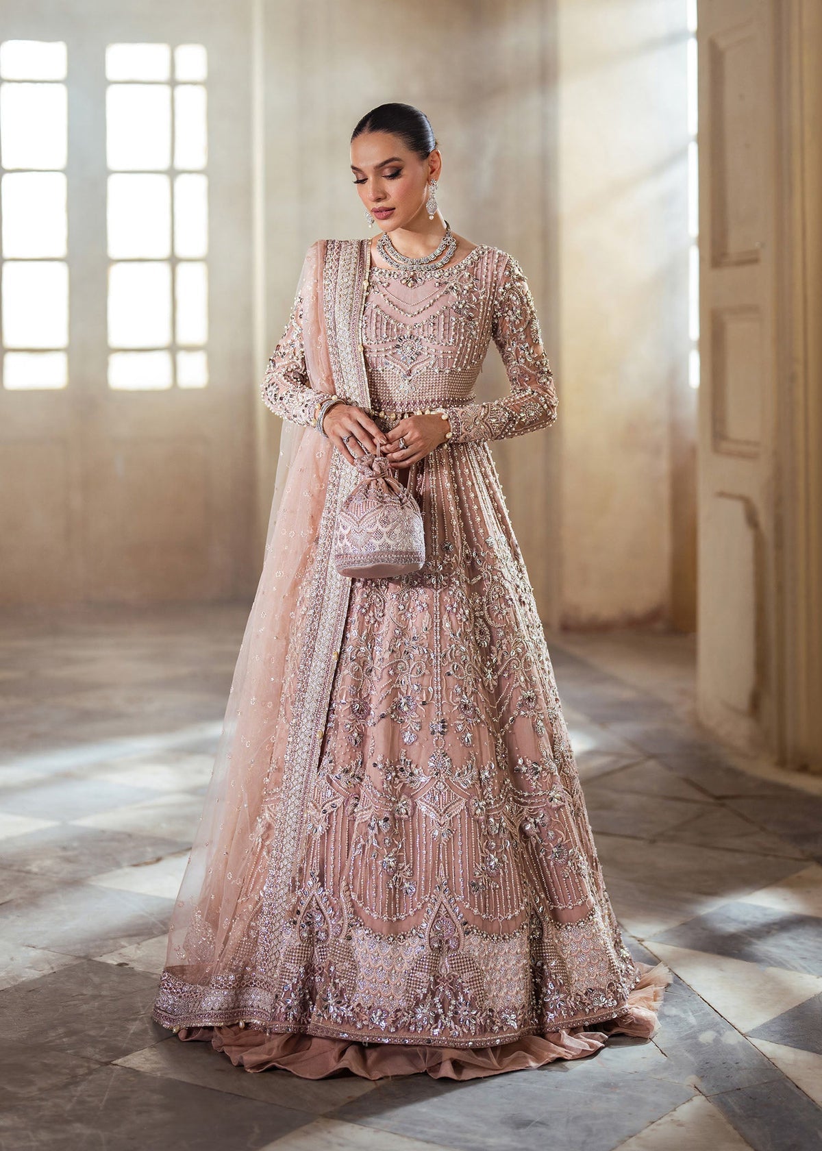 Mahpara coral pink maxi, reference outfit photograph 3 — Made by Mairaz reproduction