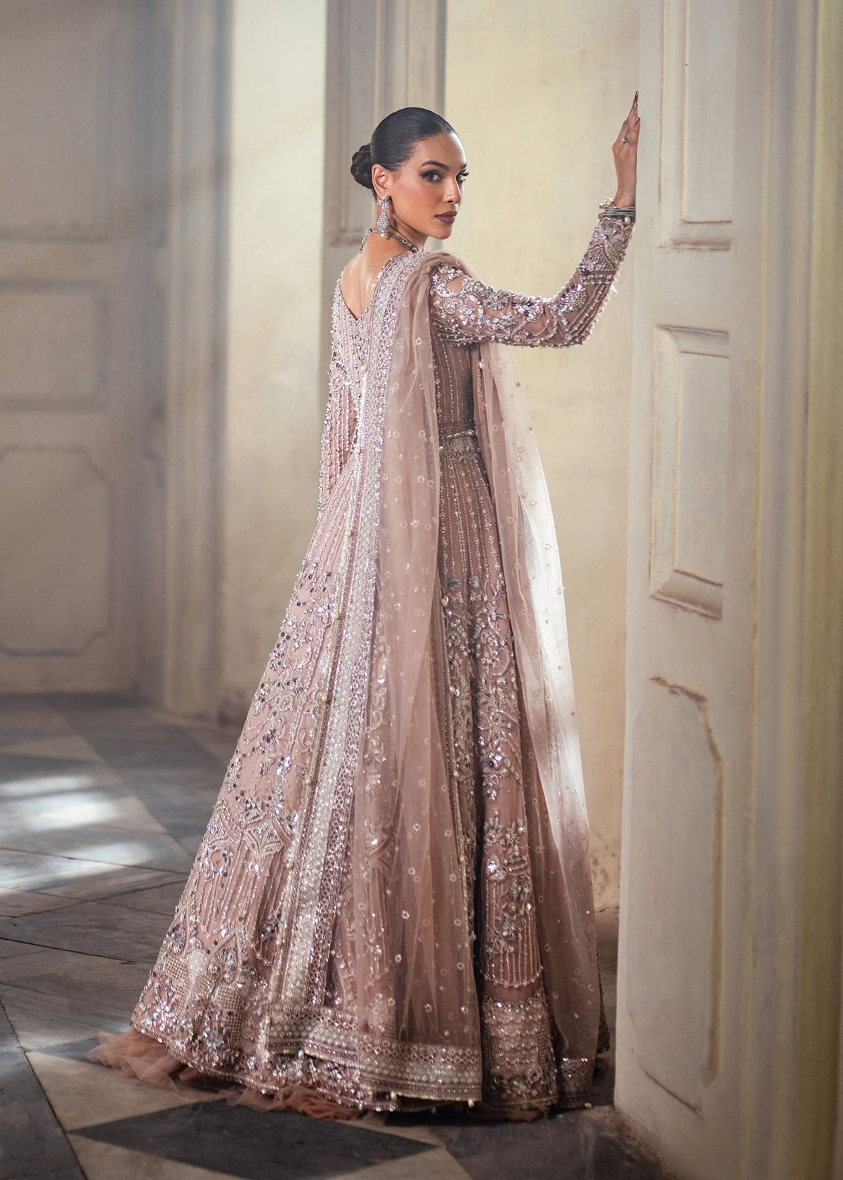 Mahpara coral pink maxi, reference outfit photograph 6 — Made by Mairaz reproduction