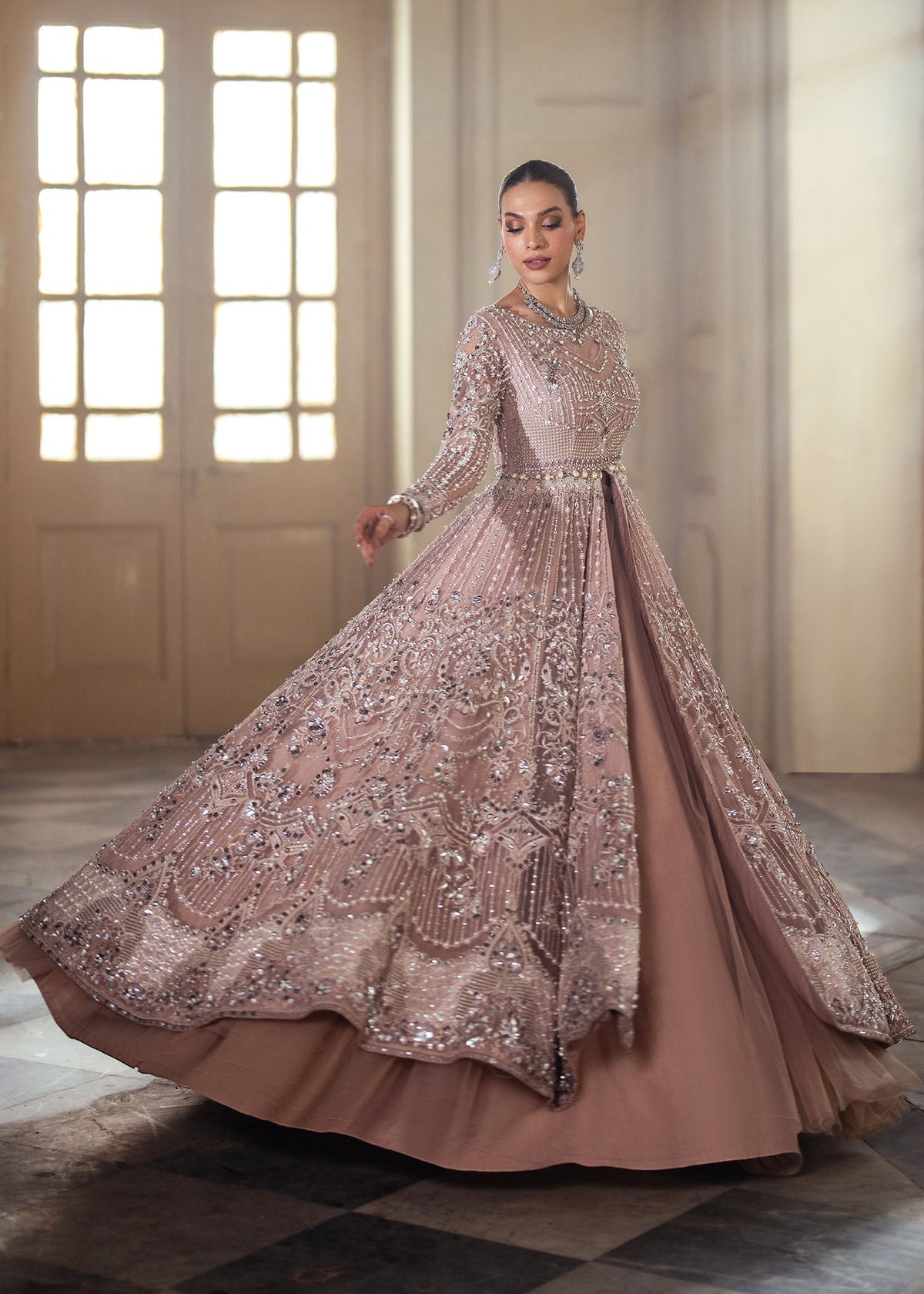 Mahpara coral pink maxi, reference outfit photograph 9 — Made by Mairaz reproduction