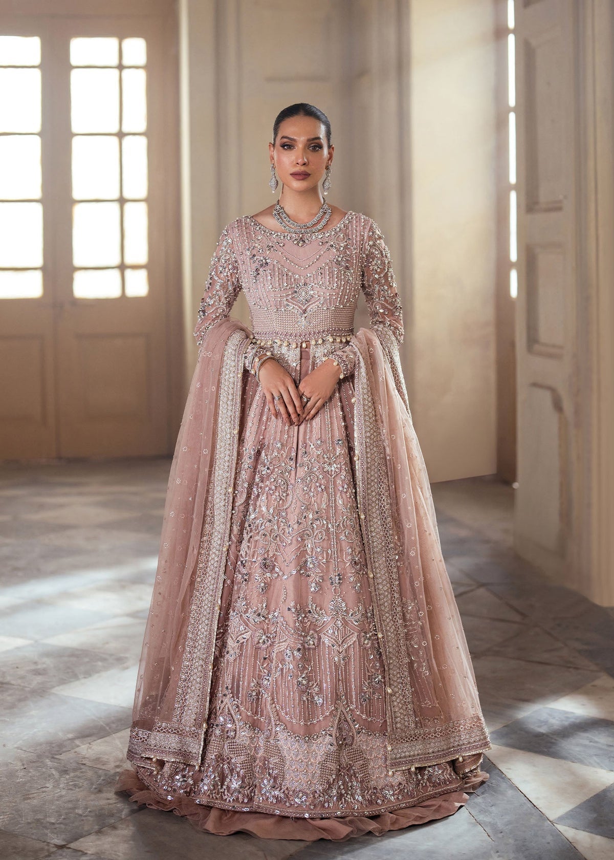 Mahpara coral pink maxi, reference outfit photograph 1 — Made by Mairaz reproduction