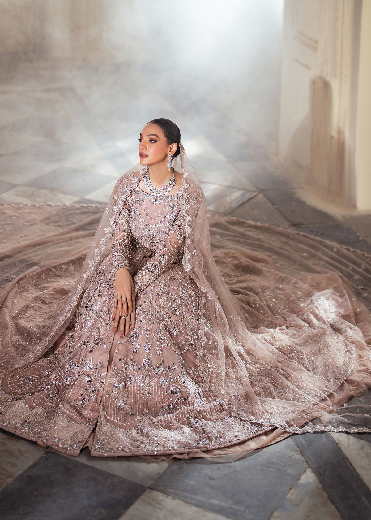 Mahpara coral pink maxi, reference outfit photograph 11 — Made by Mairaz reproduction