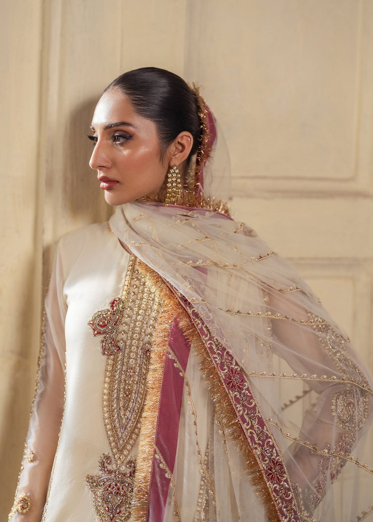 Zaina ivory gharara suit, reference outfit photograph 10 — Made by Mairaz reproduction