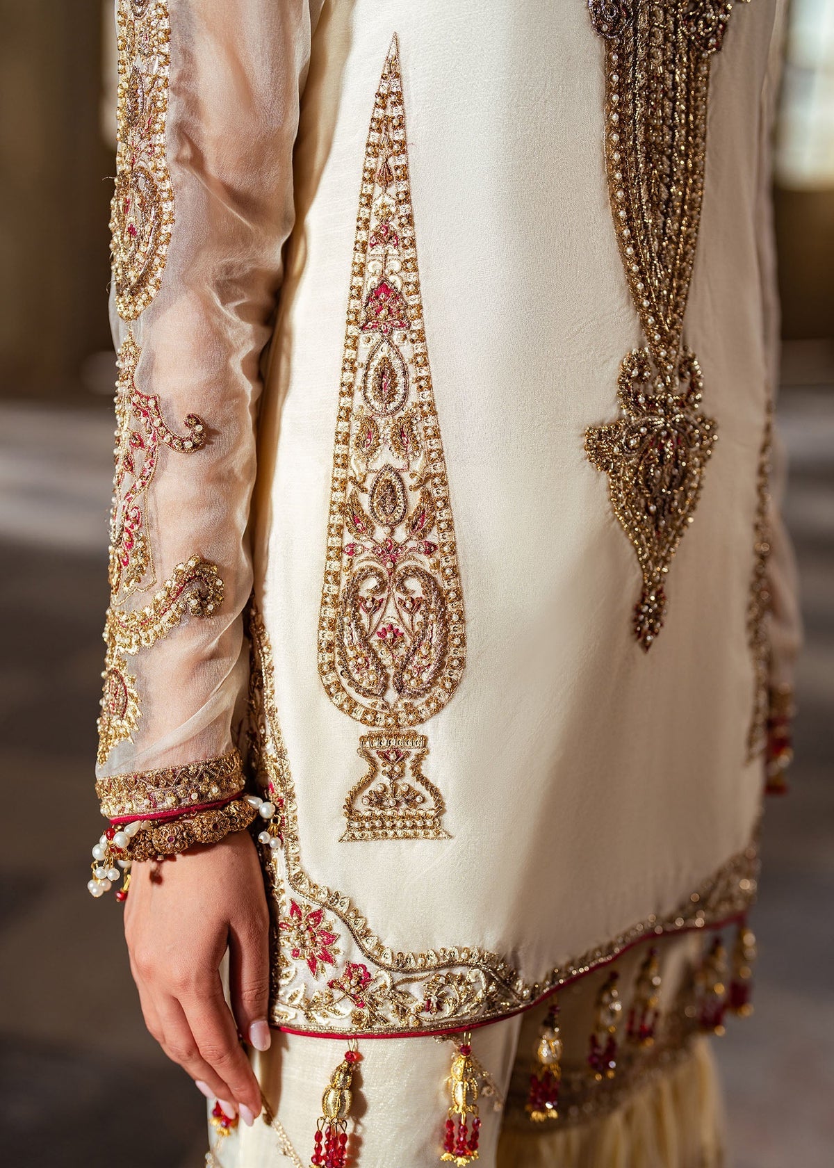 Zaina ivory gharara suit, reference outfit photograph 11 — Made by Mairaz reproduction