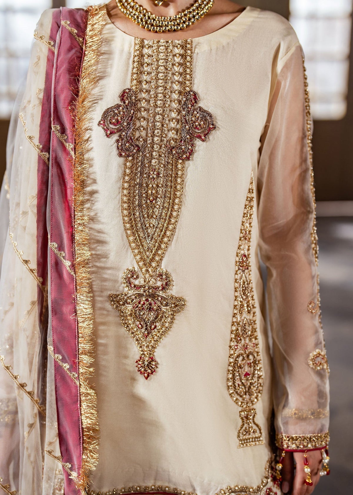 Zaina ivory gharara suit, reference outfit photograph 2 — Made by Mairaz reproduction