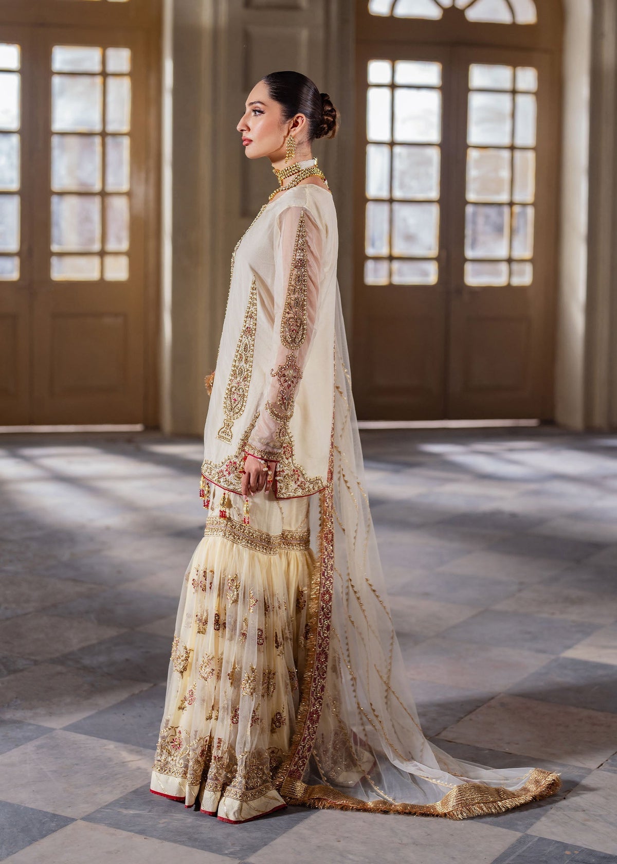 Zaina ivory gharara suit, reference outfit photograph 8 — Made by Mairaz reproduction