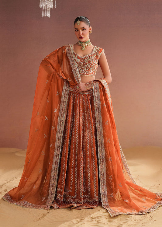 Dastoor Dahlia Style — Mairaz Rust Lehenga