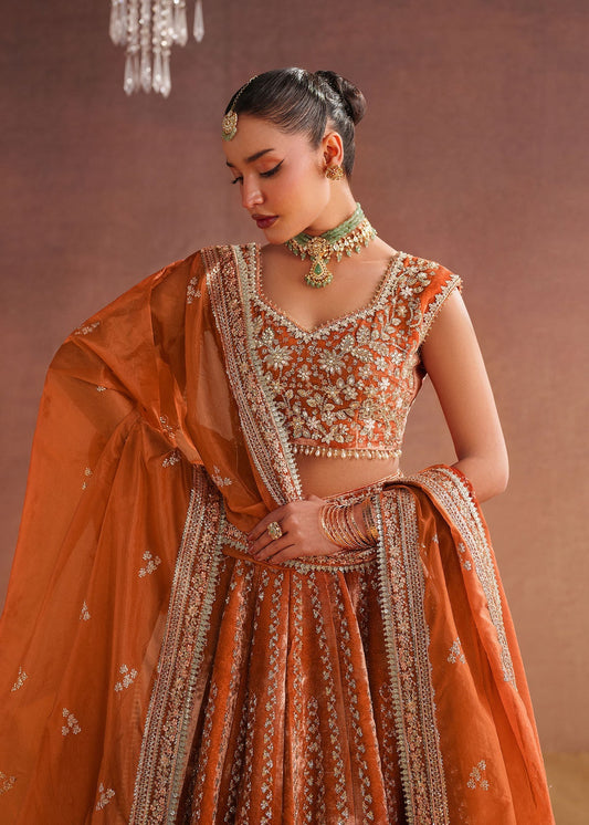 Dastoor Dahlia Style — Mairaz Rust Lehenga