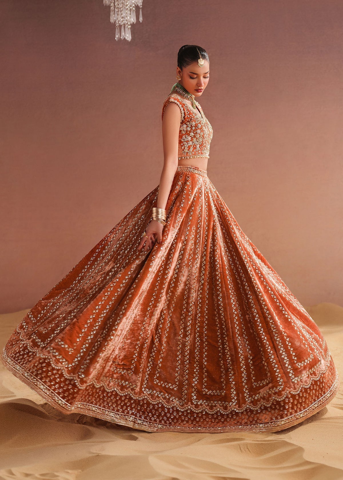 Dastoor Dahlia Style — Mairaz Rust Lehenga