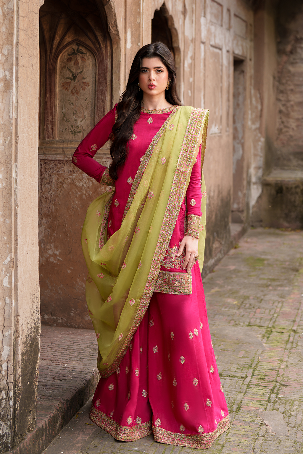 Saad Shaikh Celeste Style — Mairaz Hot Pink Sharara