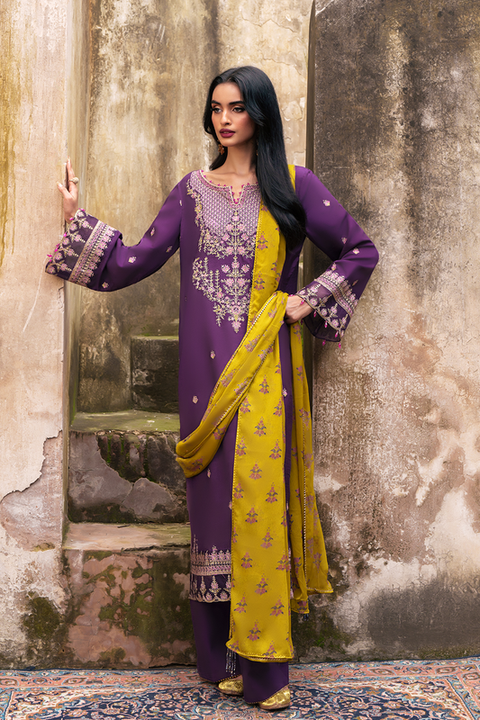 Saad Shaikh Raven Style — Mairaz Purple Three-Piece Suit