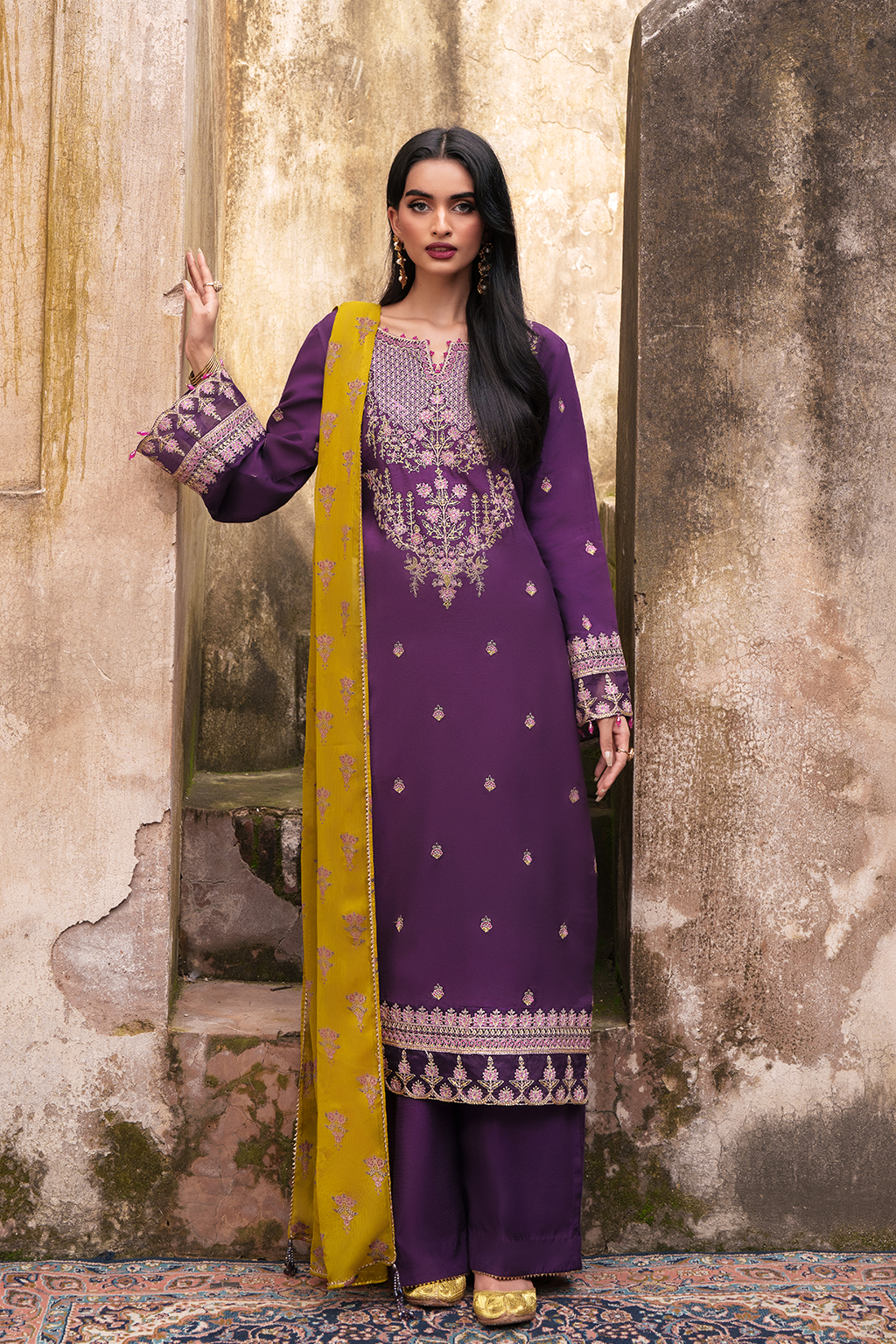 Saad Shaikh Raven Style — Mairaz Purple Three-Piece Suit