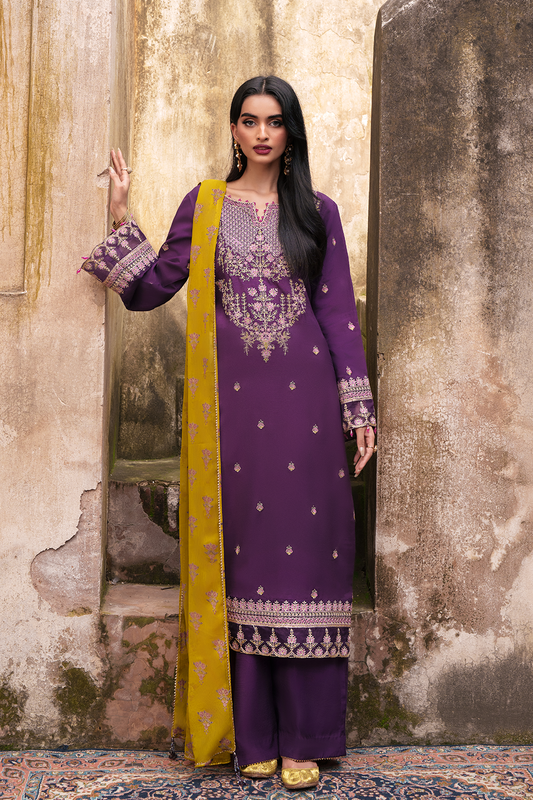 Saad Shaikh Raven Style — Mairaz Purple Three-Piece Suit