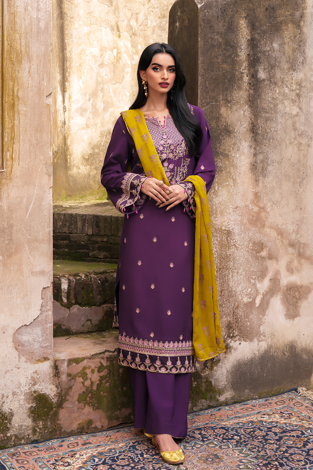Saad Shaikh Raven Style — Mairaz Purple Three-Piece Suit