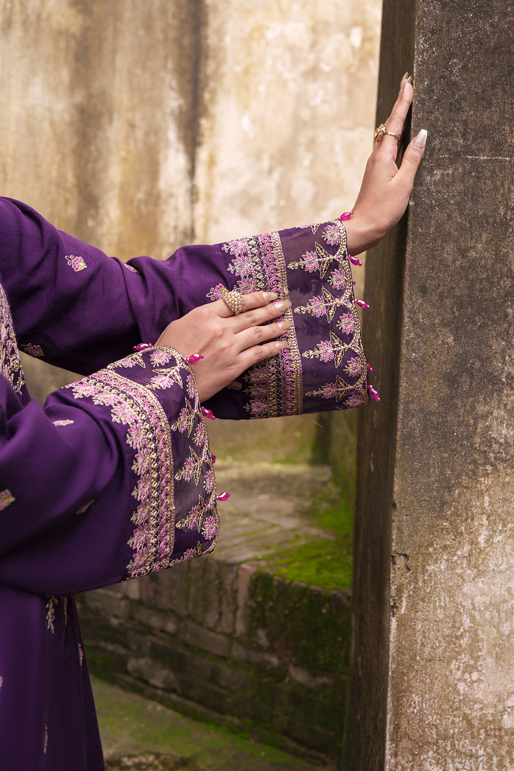 Saad Shaikh Raven Style — Mairaz Purple Three-Piece Suit