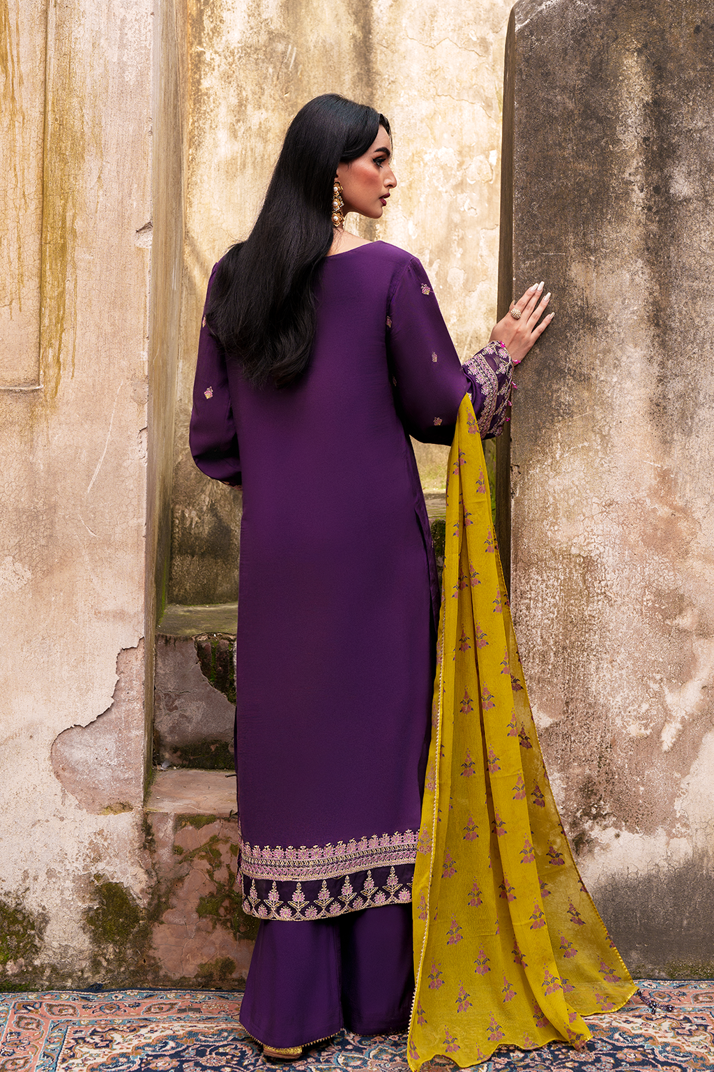 Saad Shaikh Raven Style — Mairaz Purple Three-Piece Suit